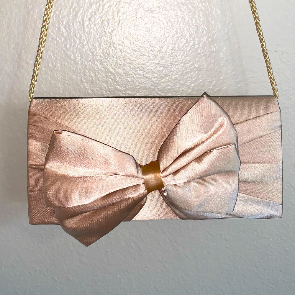 Evening bag Bow Clutch Champagne purse beautiful women’s vintage